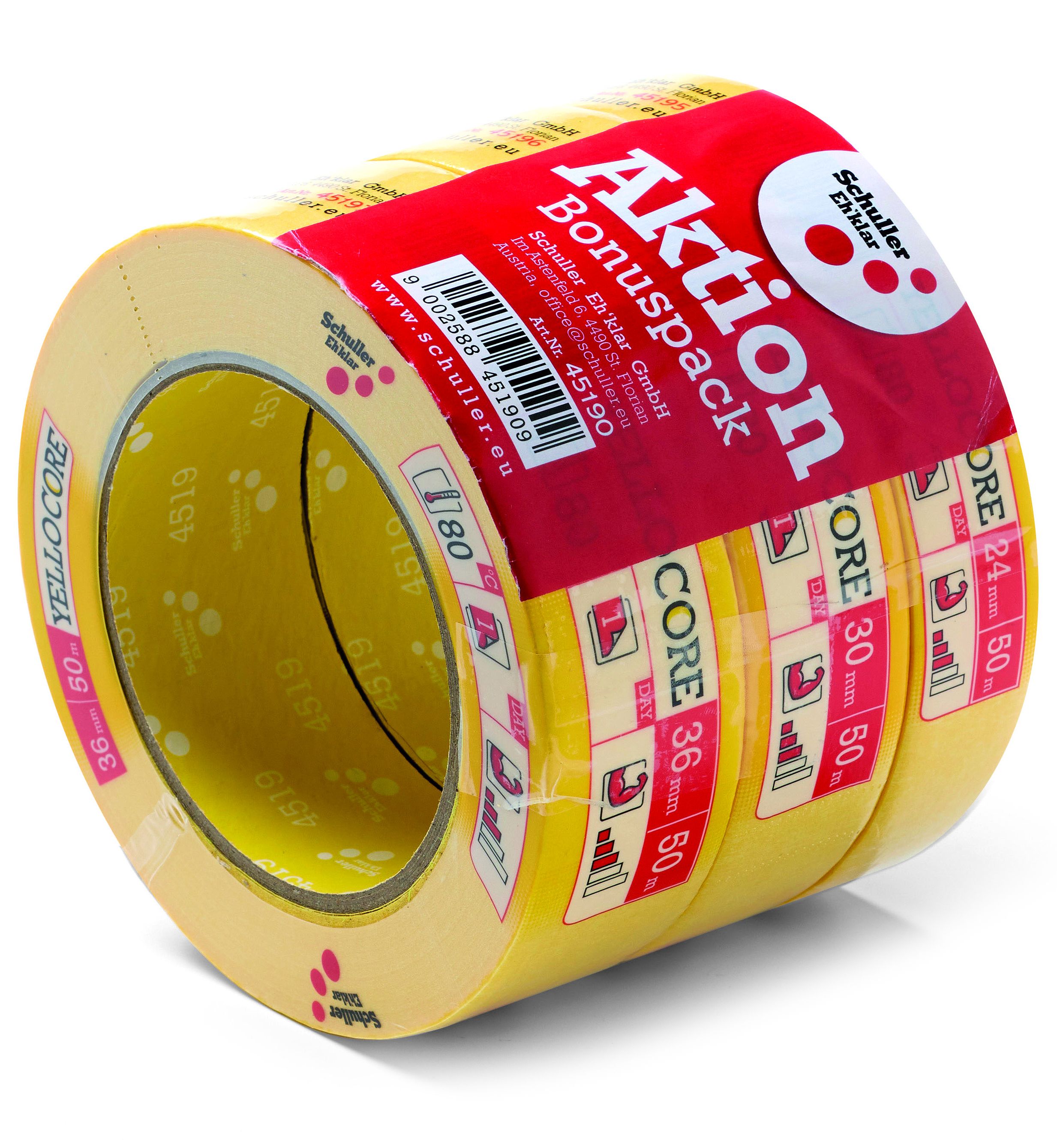 Schuller YELLO CORE SET festőszalag, 48 mm x 50 m, 3 db/csomag termék fő termékképe