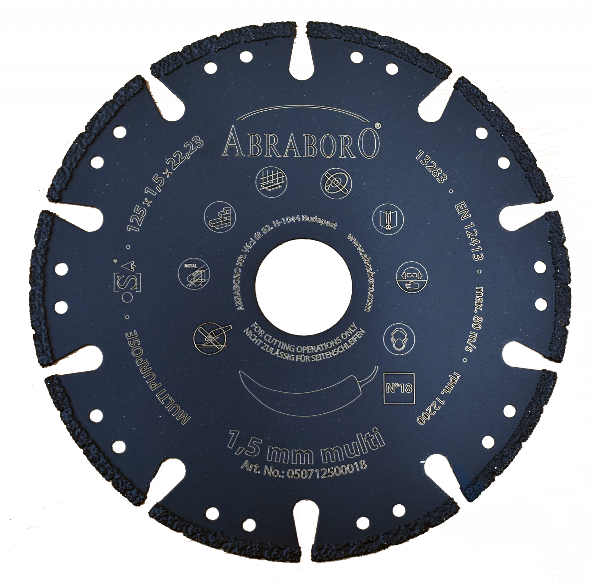 Abraboro 125 x 22.23 mm No.18 univerzális gyémánttárcsa termék fő termékképe