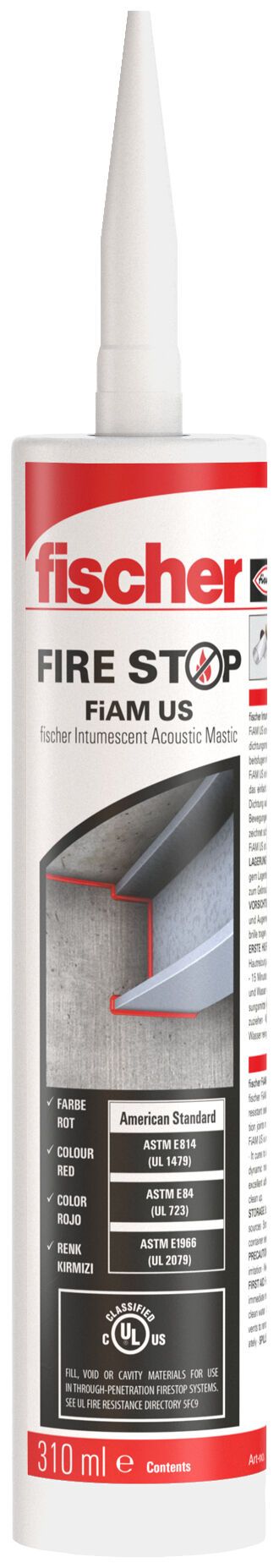 Fischer FiAM US általános tűz- és füsttömítő paszta (DE/EN/ES/TR), piros, 310 ml termék fő termékképe