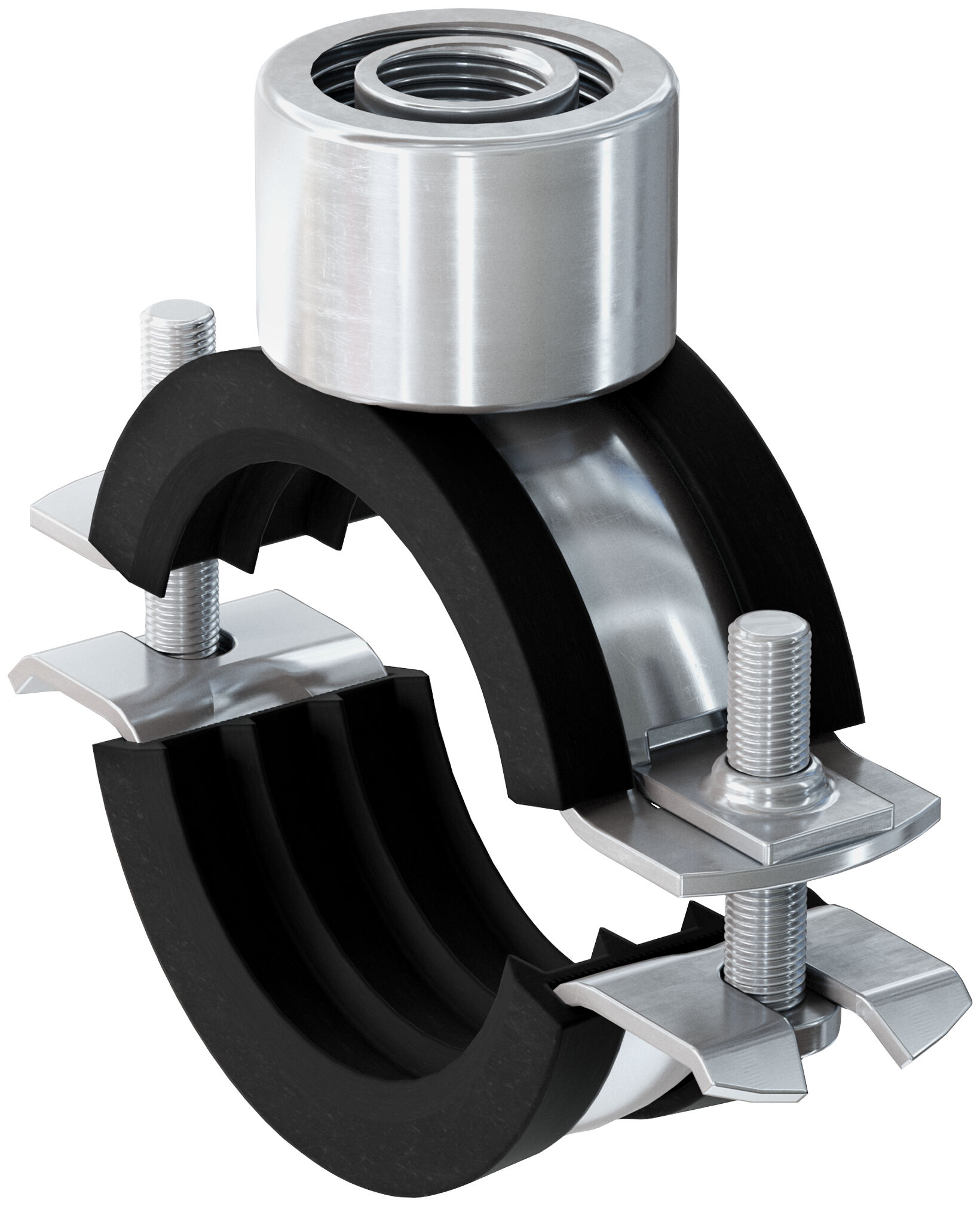 Fischer FRS Triple 57-62 M8 / M10 / 1/2" kétcsavaros csőbilincs hangszigetelő betéttel, 50 db/csomag termék fő termékképe